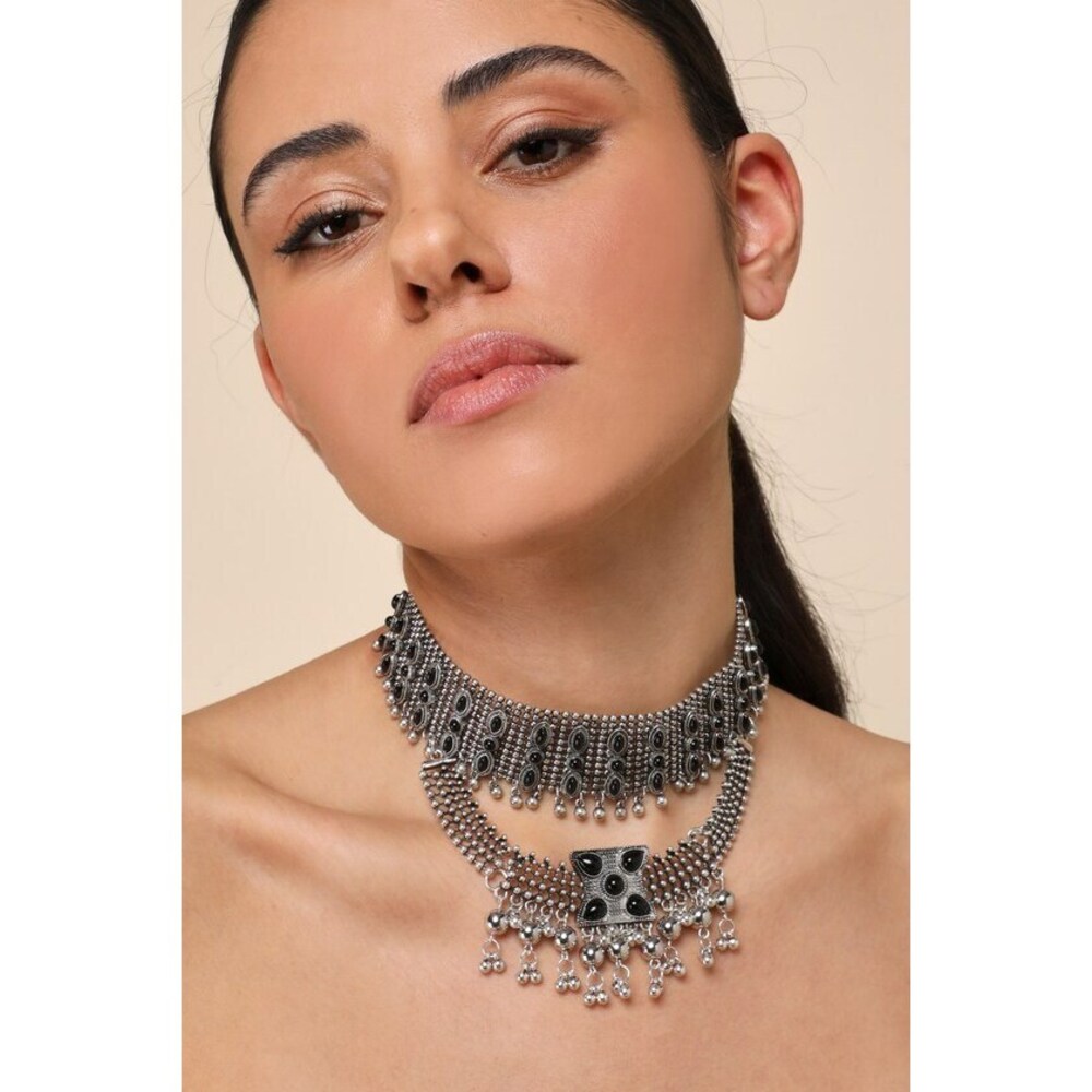 Lulus Styled At Heart Silver Layered Fringed Statement Necklace - Size One Size